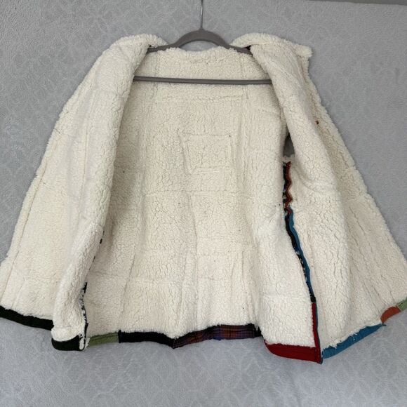 Handmade Sherpa Patchwork Vest Womens XL Wool Funky Artsy Hippie Boho Gypsy 70s - Picture 7 of 11